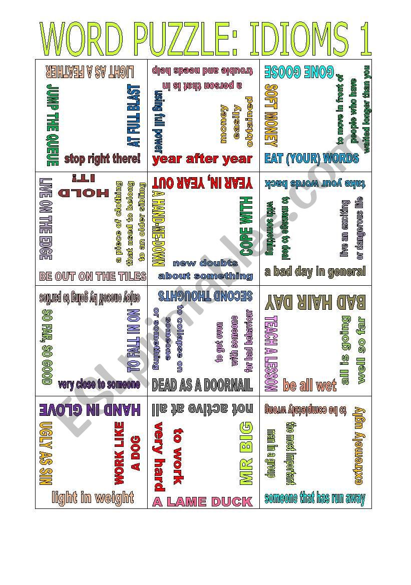 Puzzle: Idioms 1 worksheet