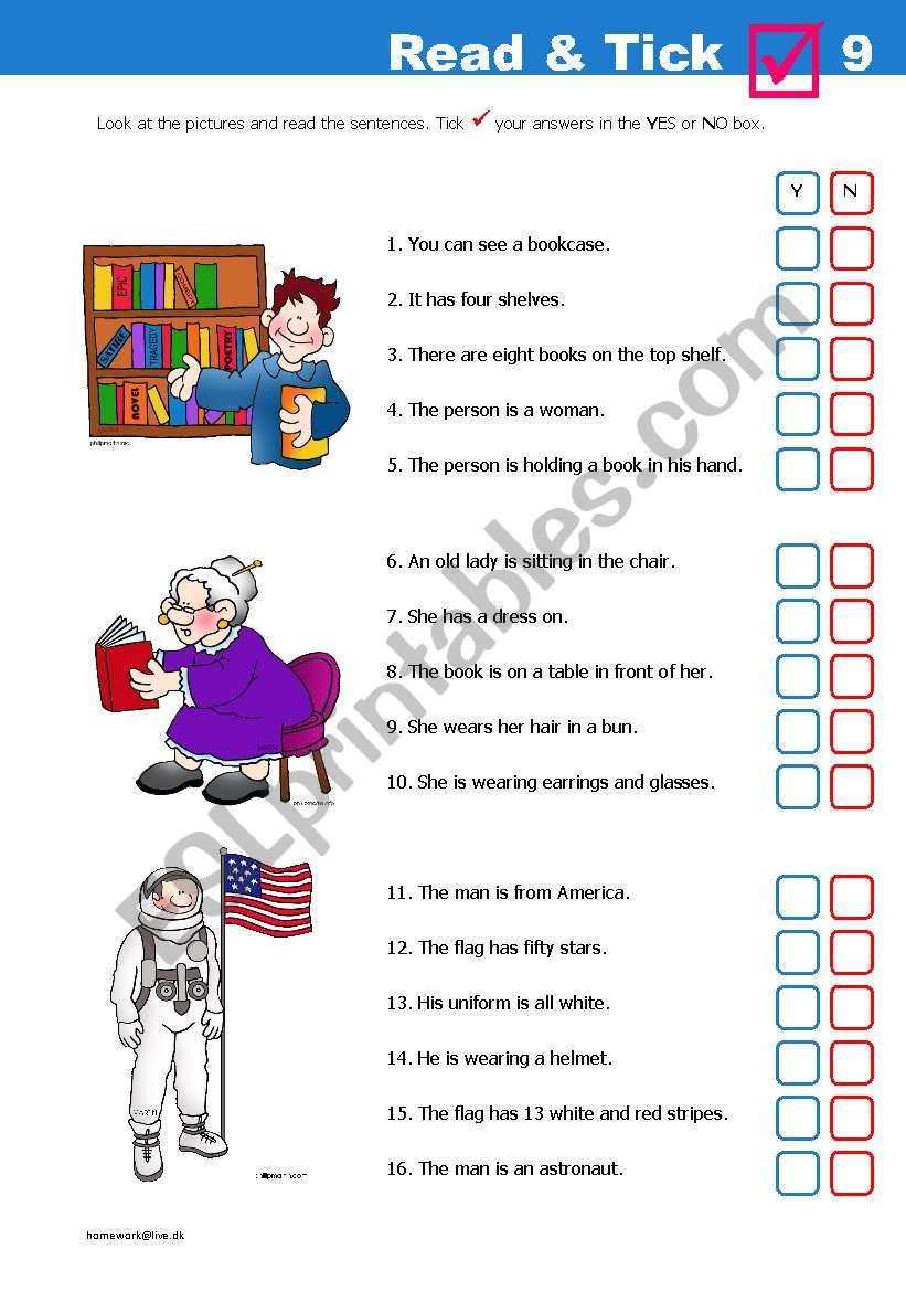 Read & Tick 9 worksheet