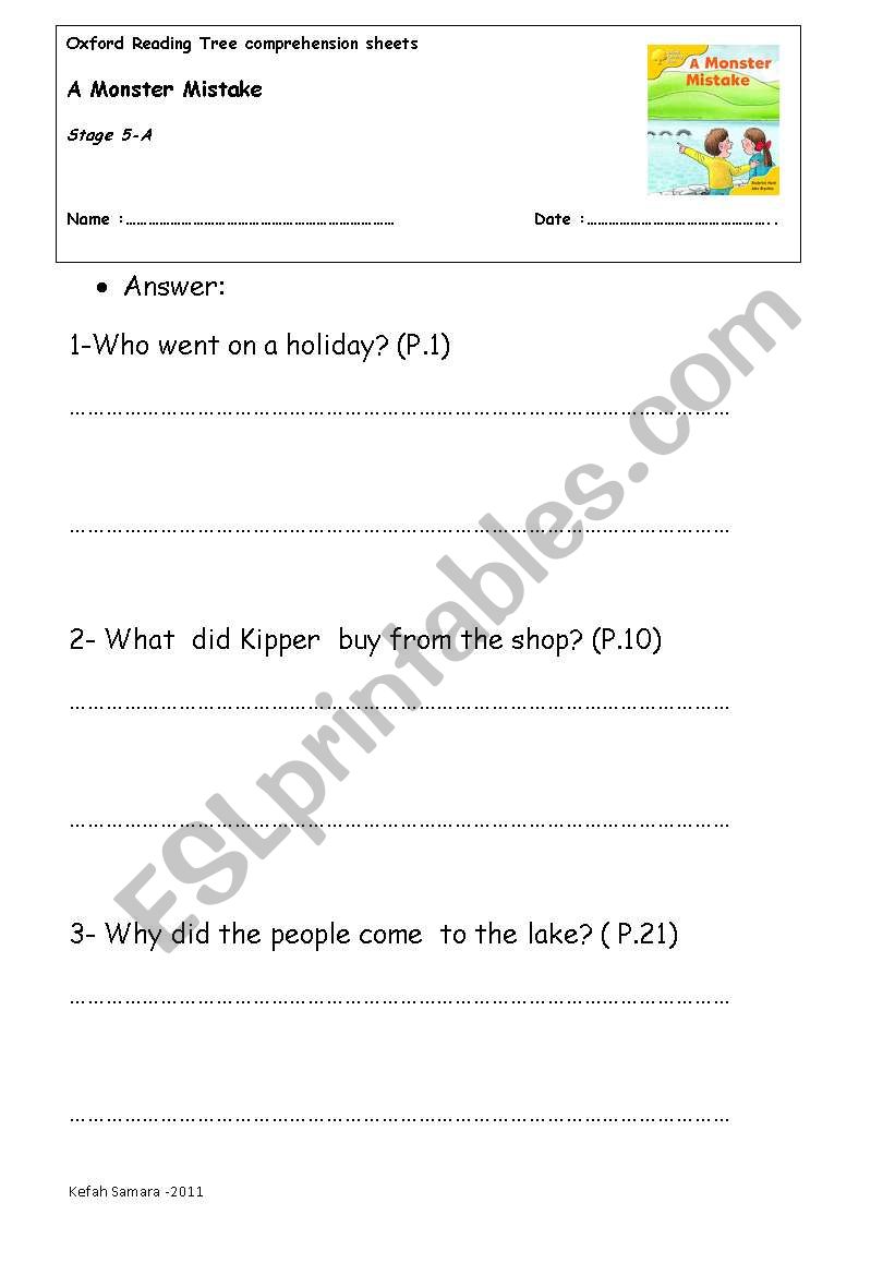 Oxford Reading tree  worksheet