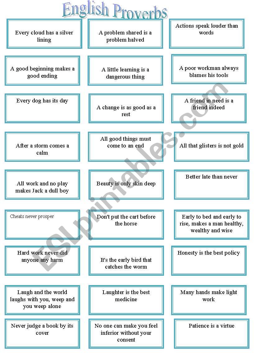 English Proverbs worksheet