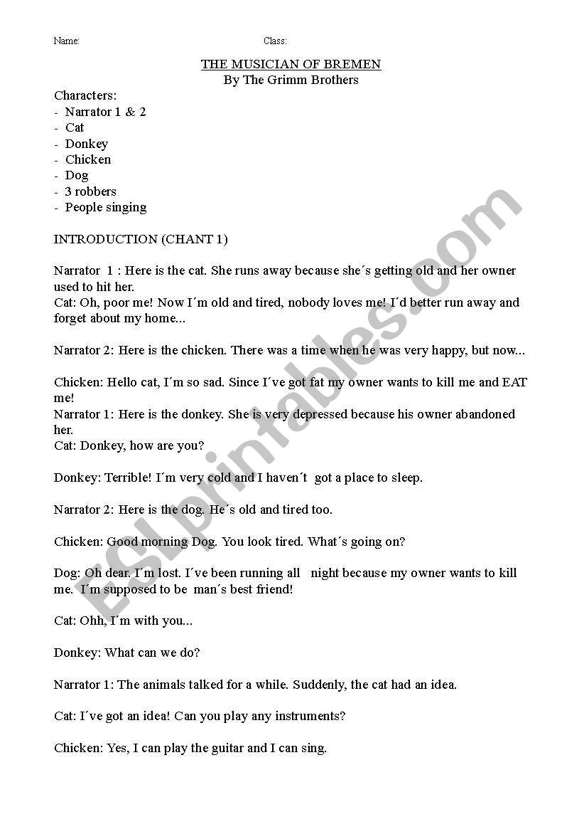 The Musician of Bremen worksheet