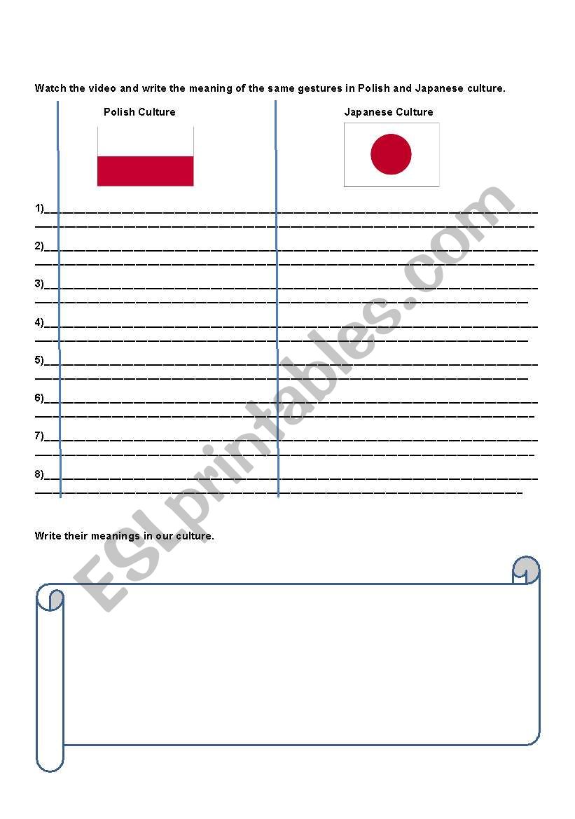 body language and gestures worksheet