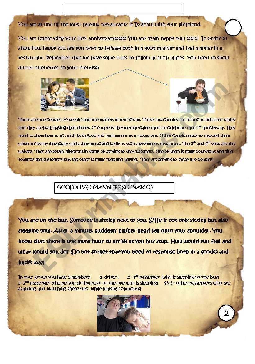 good and bad manners- part 1 worksheet