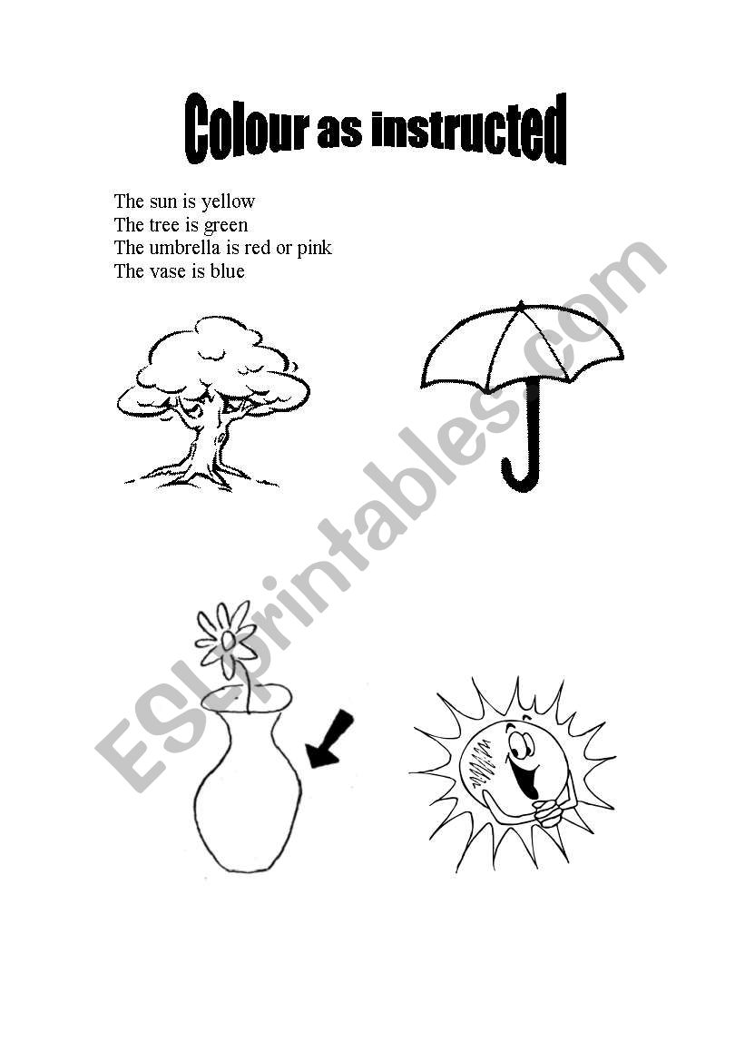 Colour as instructed worksheet