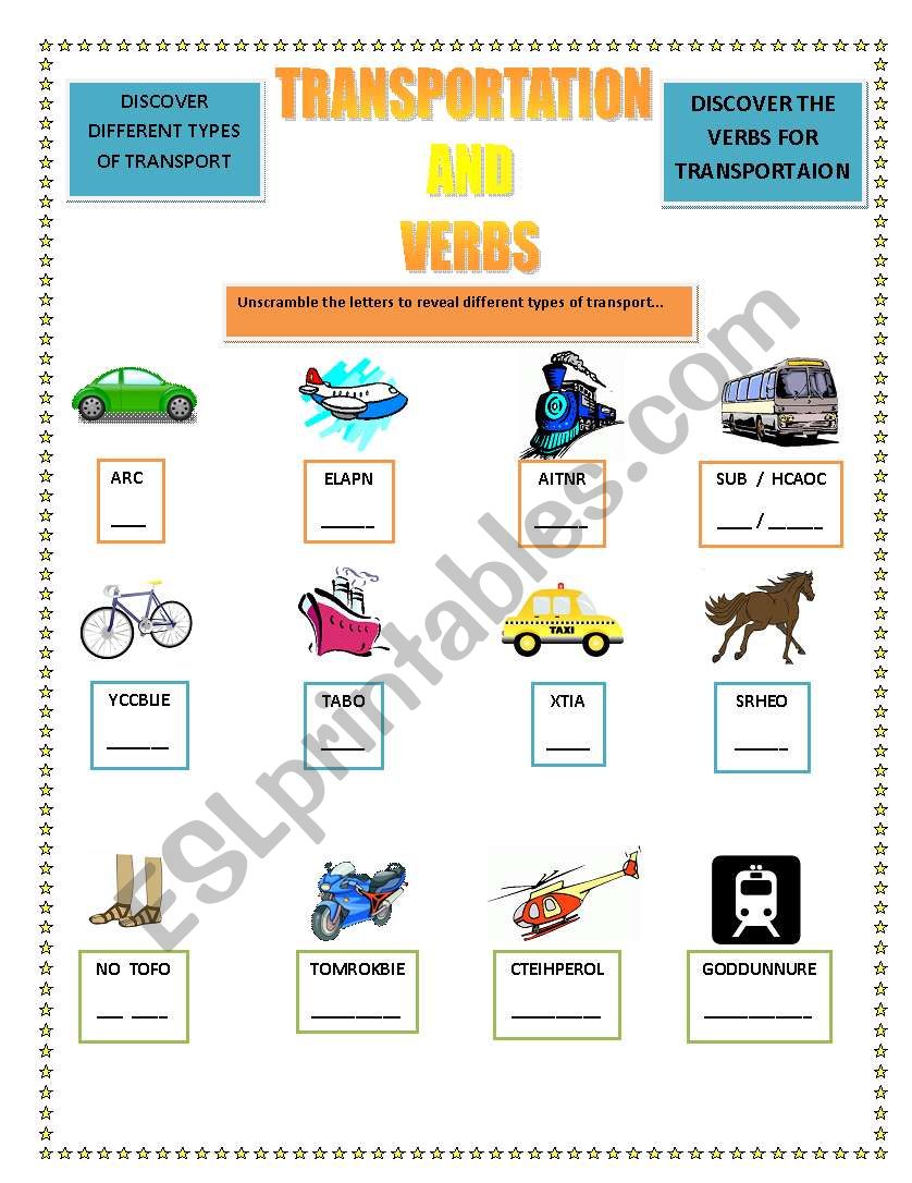 Transportation - Types and their Verbs