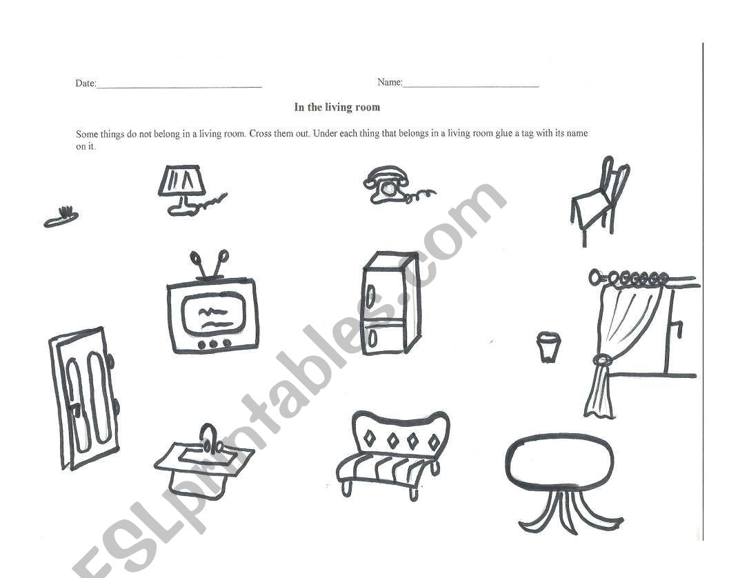 In the living room worksheet