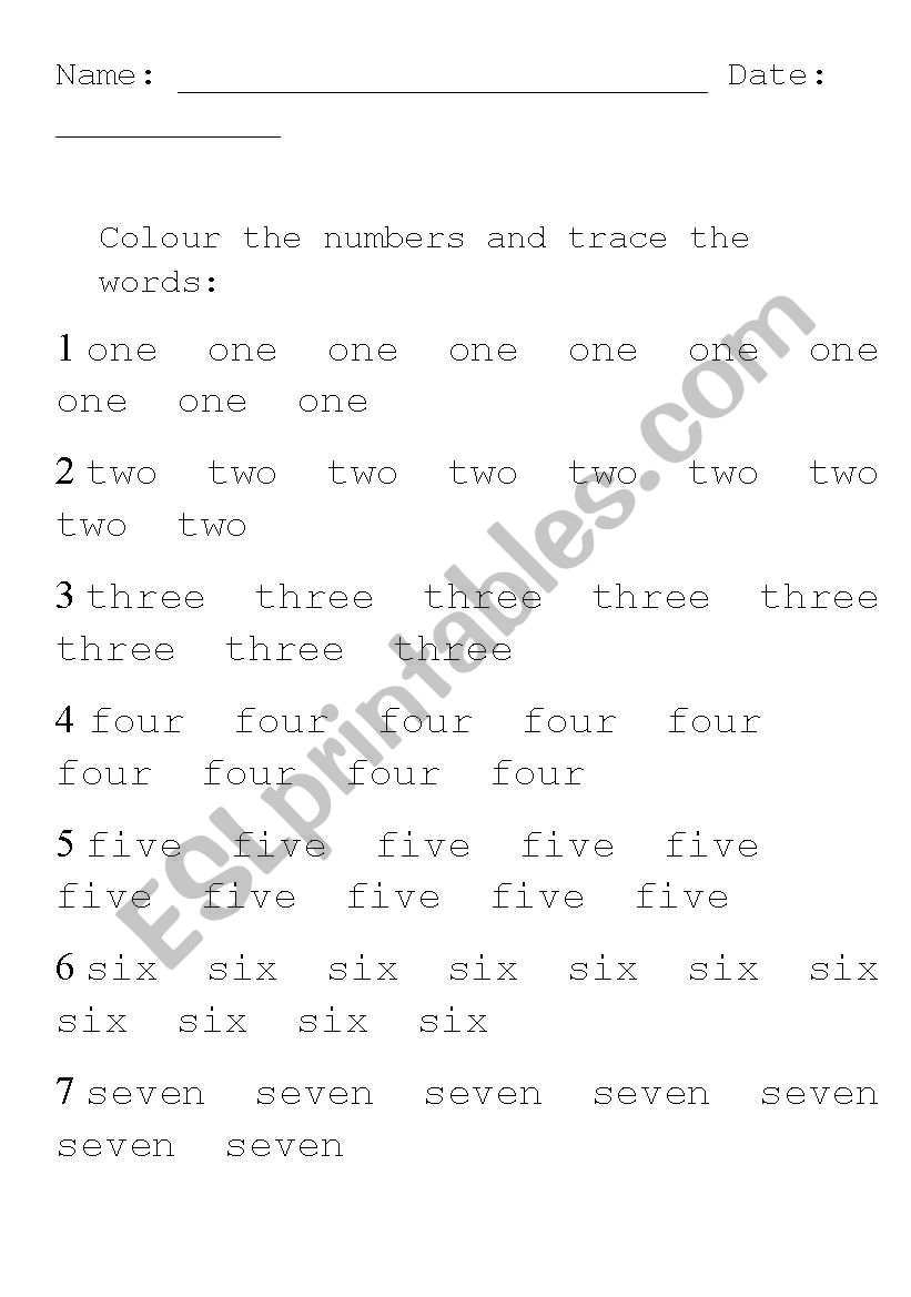 Numbers worksheet