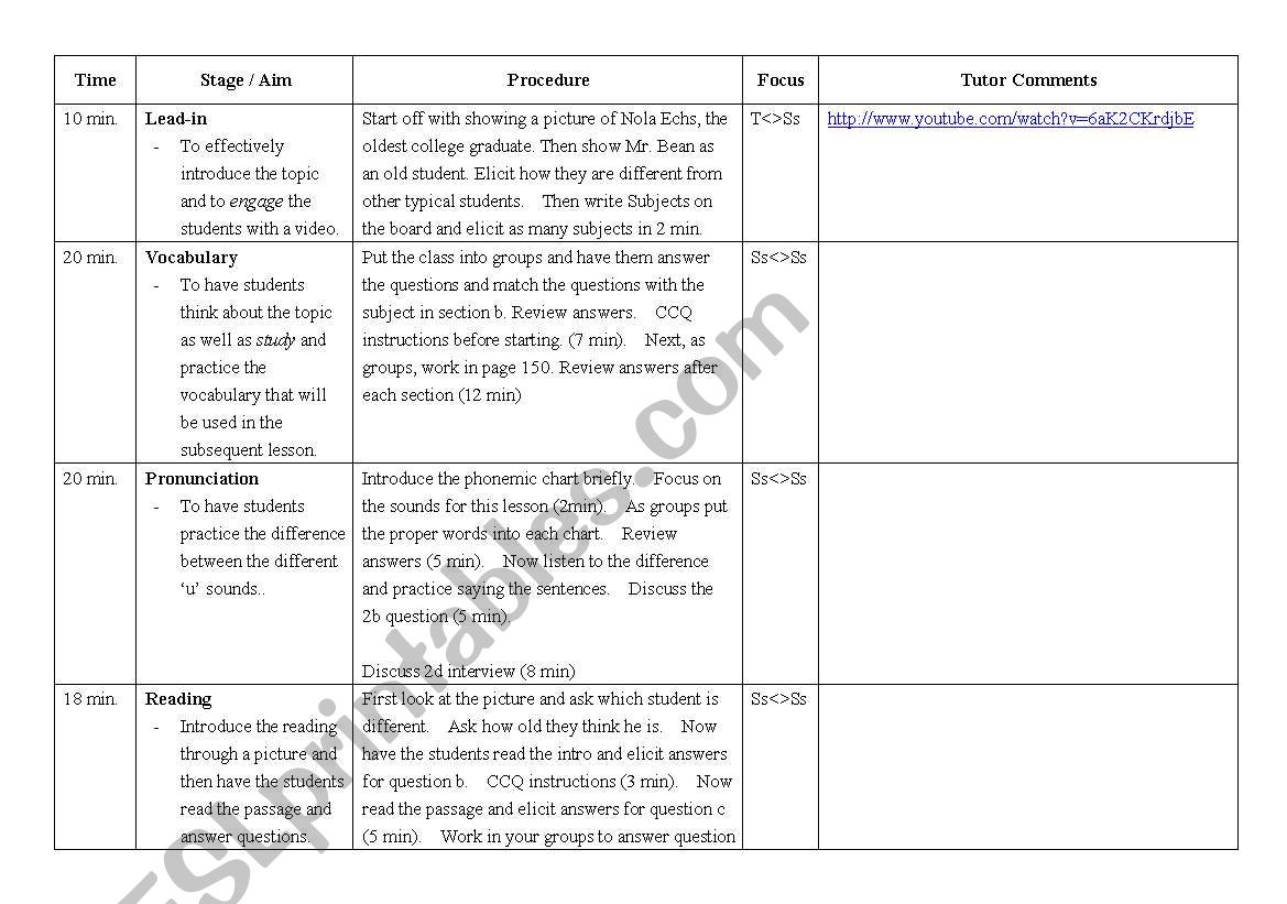 LESSON PLAN AMERICAN ENGLISH FILE