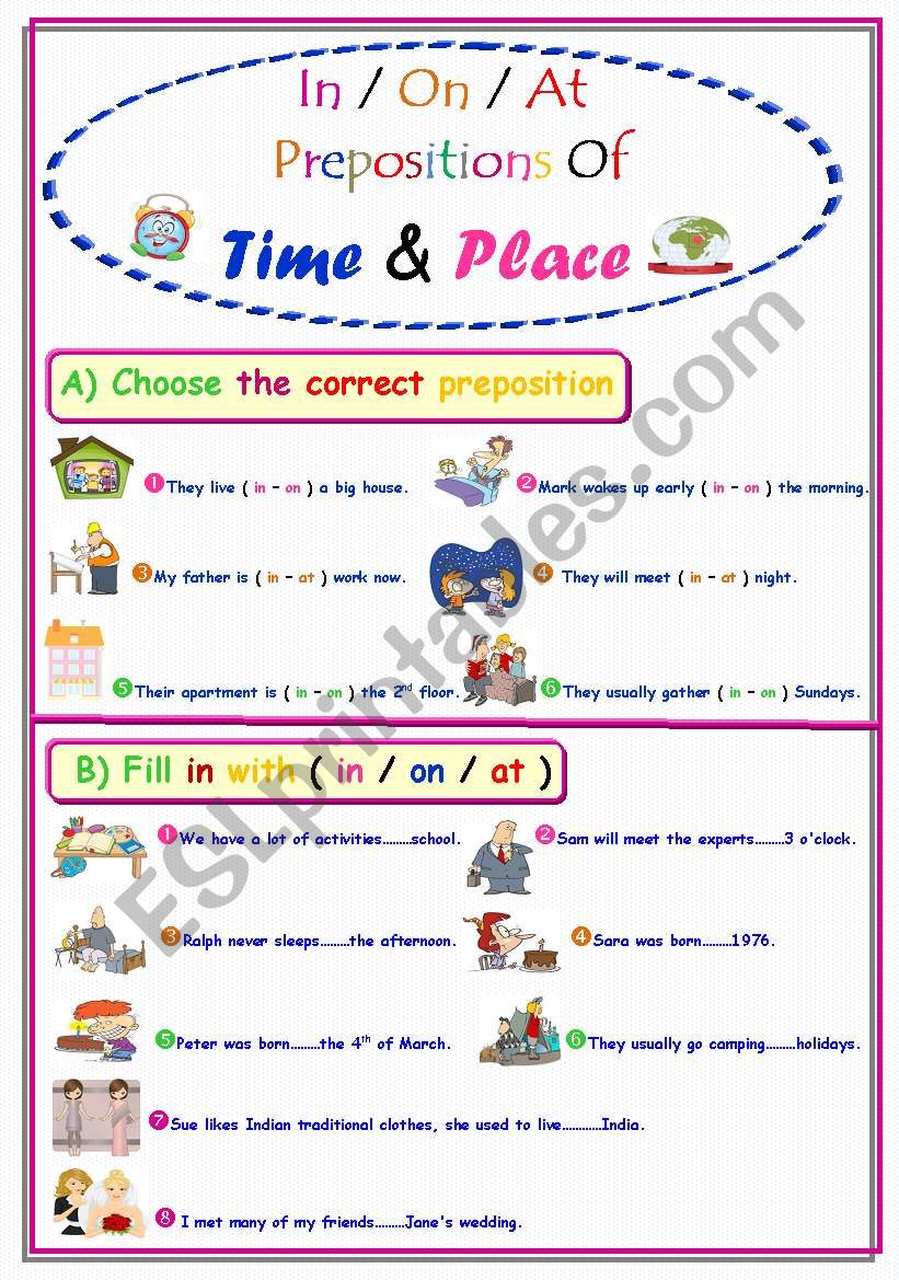 In / On / At .. Prepositions Of Time And Place