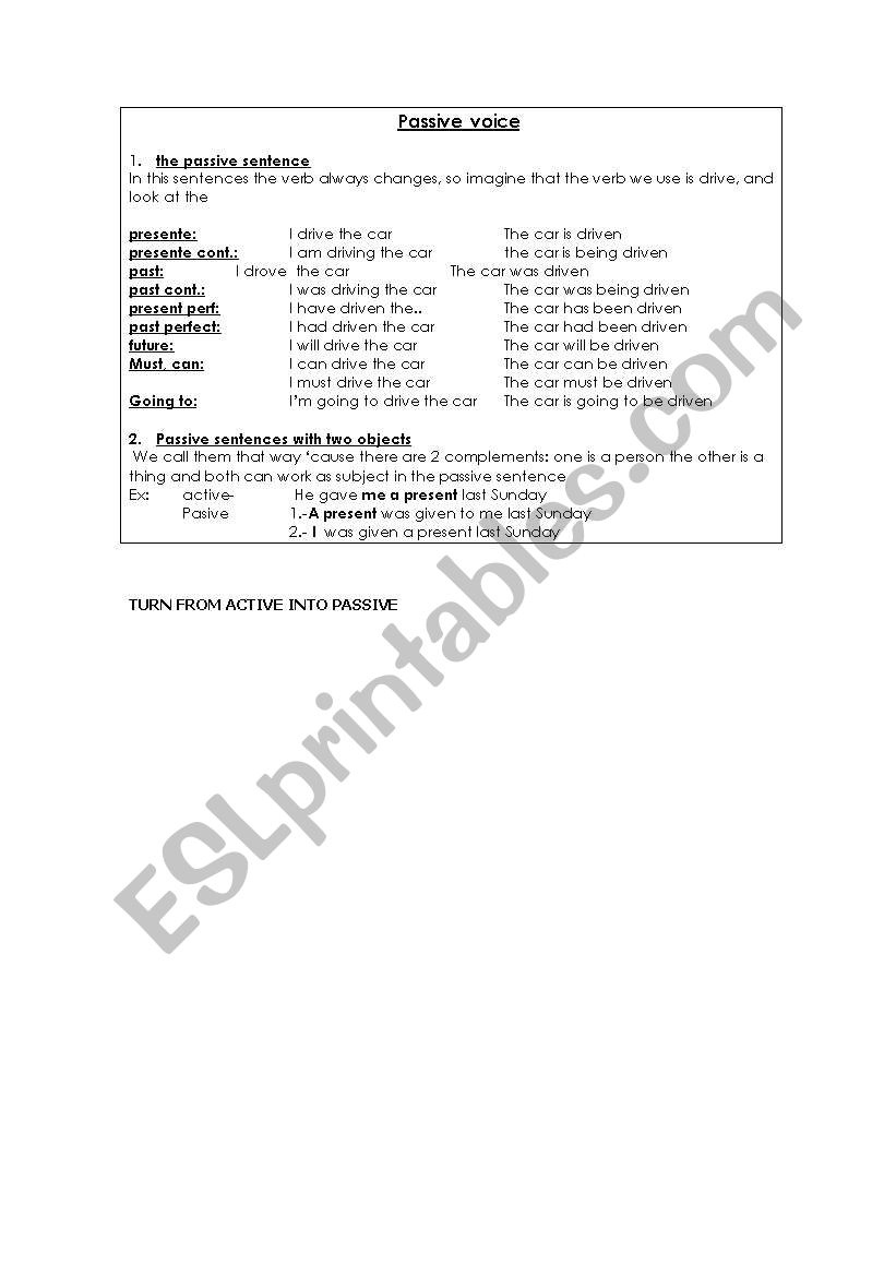 passive sentences worksheet