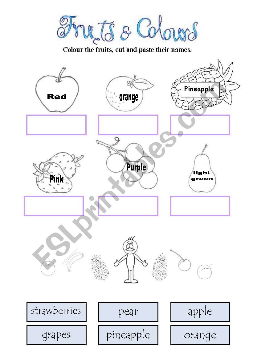 Fruits and colours worksheet