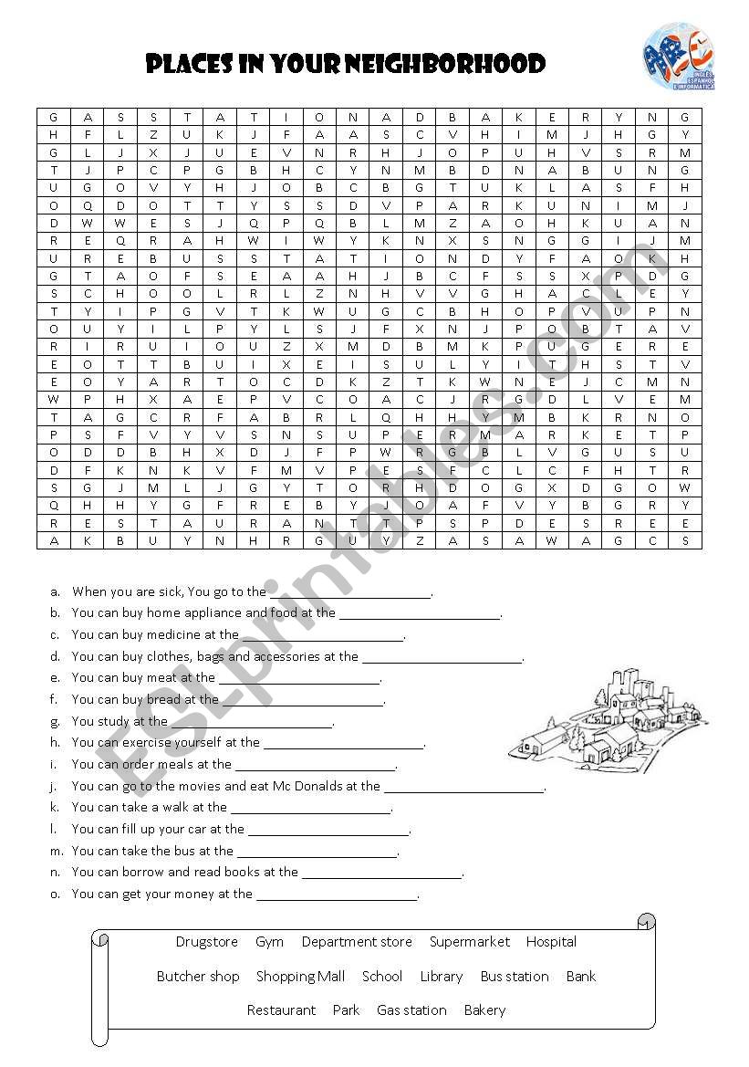 PLACES AND PREPOSITIONS worksheet