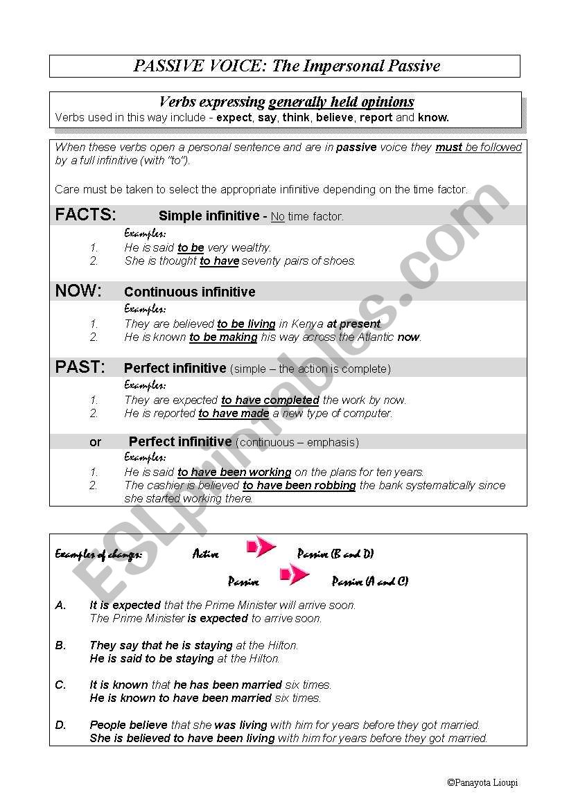 Impersonal Passive worksheet