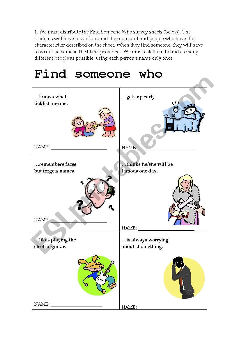 Find someone who... worksheet