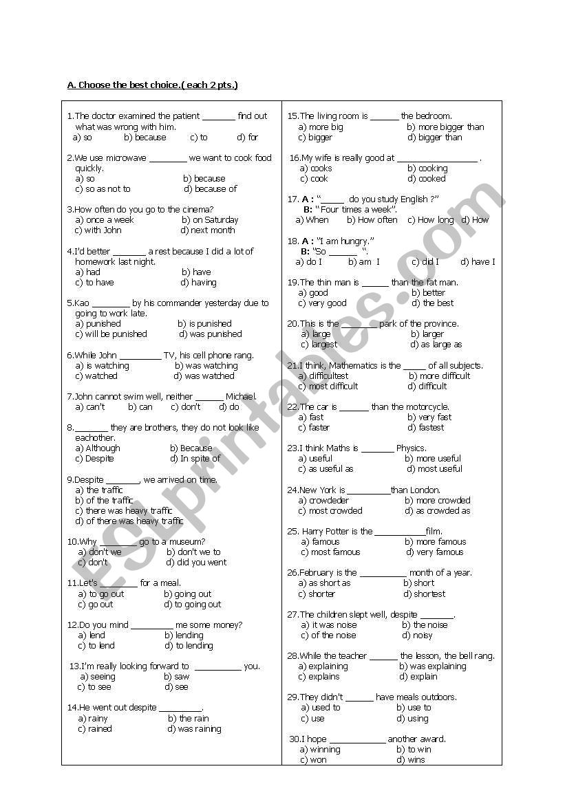 3rd exam for 11th classes worksheet