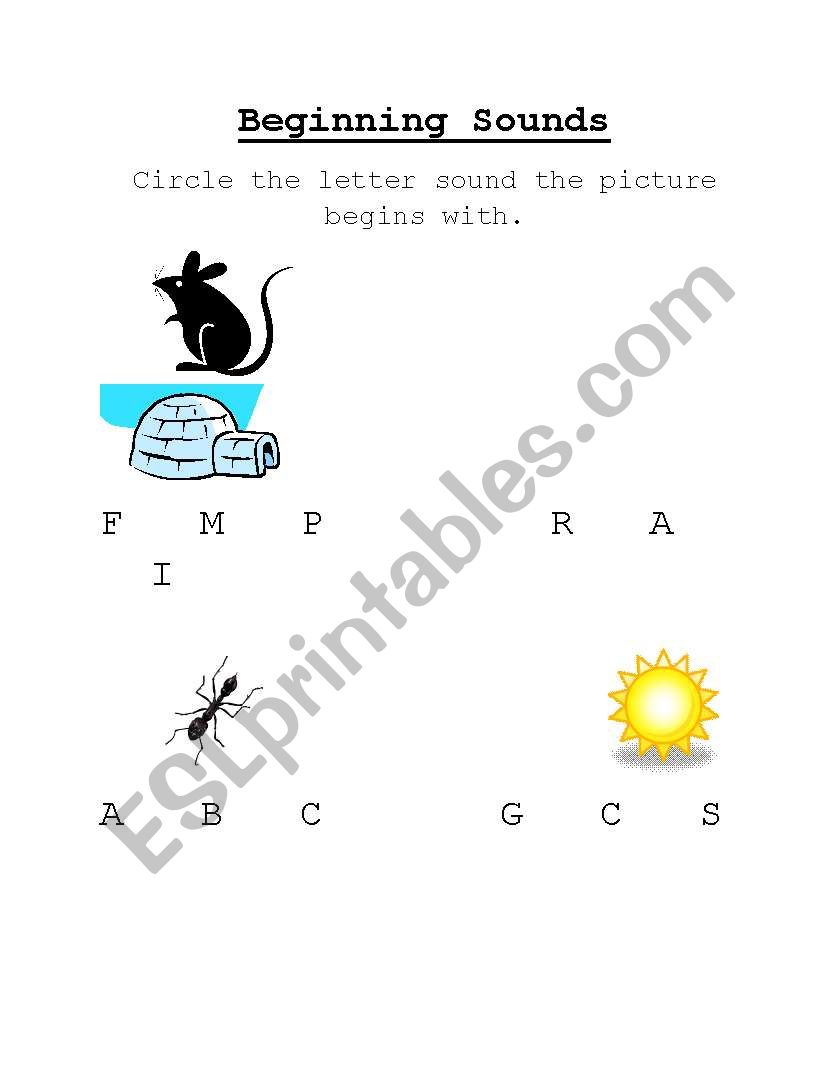 Beginning Sounds worksheet