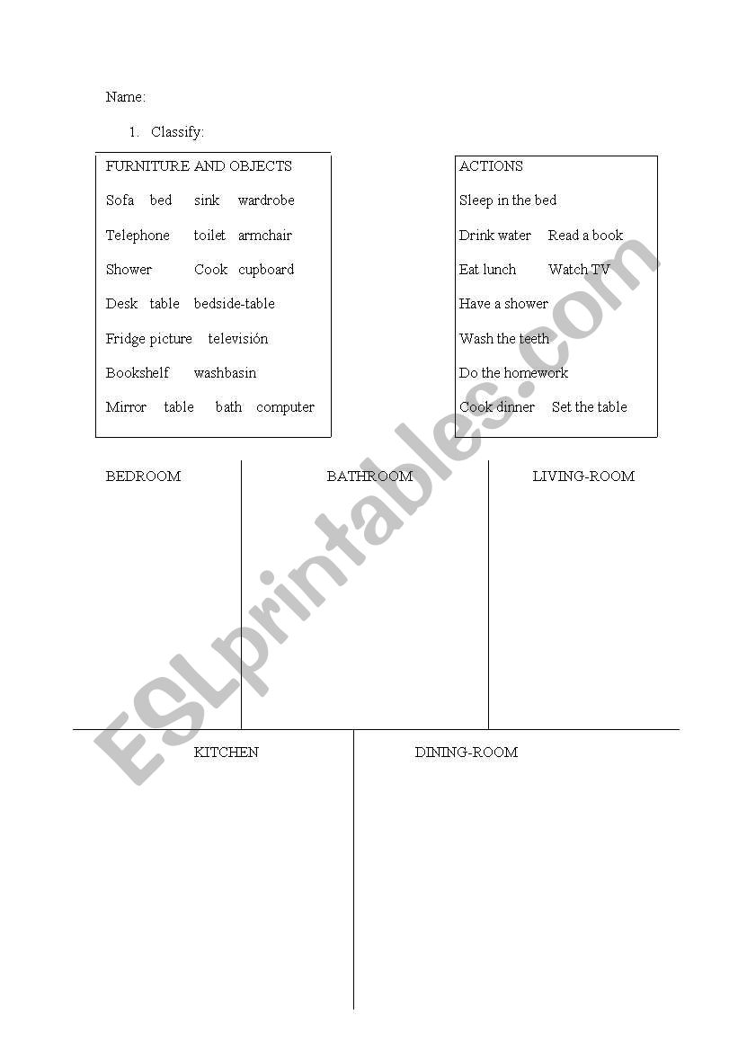 The house worksheet