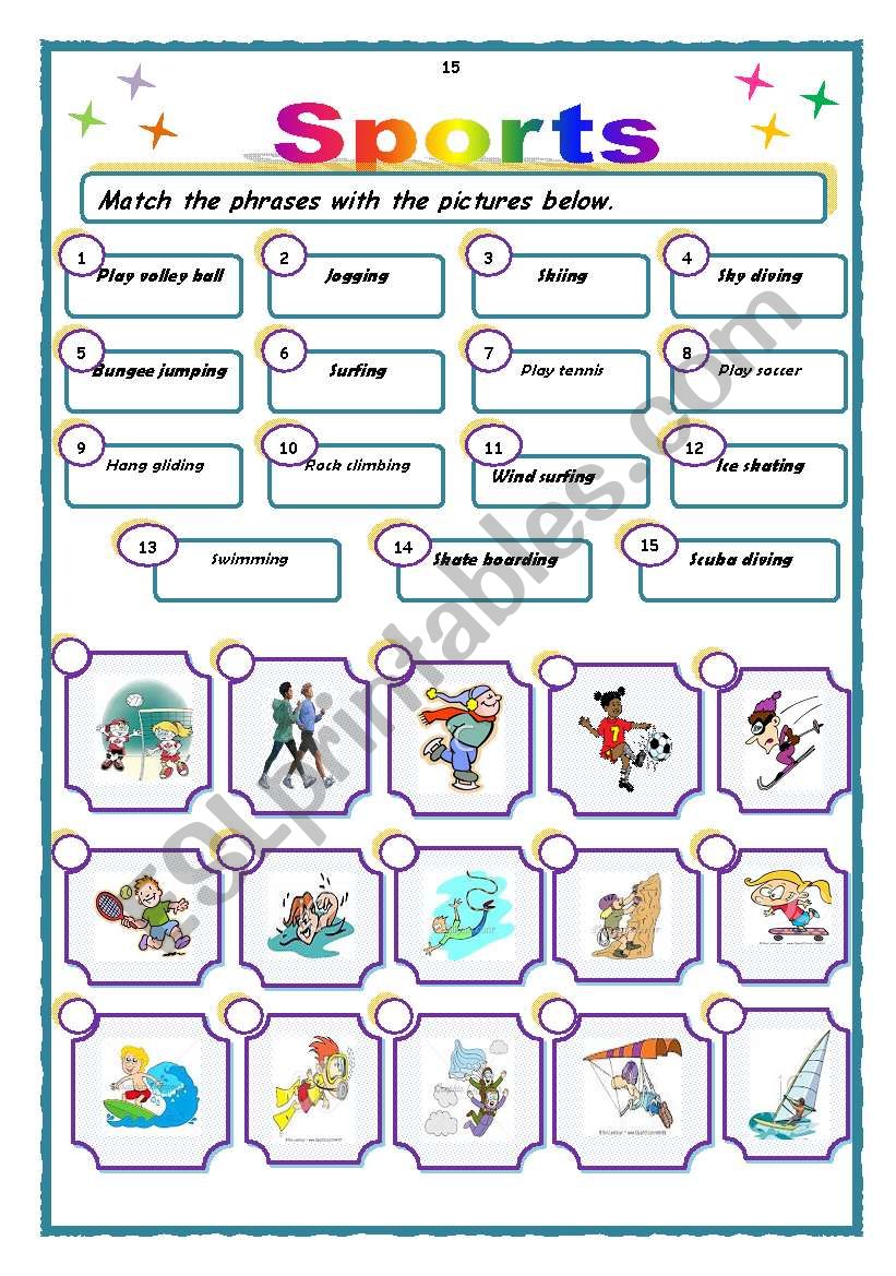 sports activities worksheet