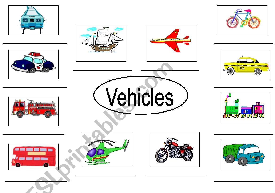 vehicles worksheet