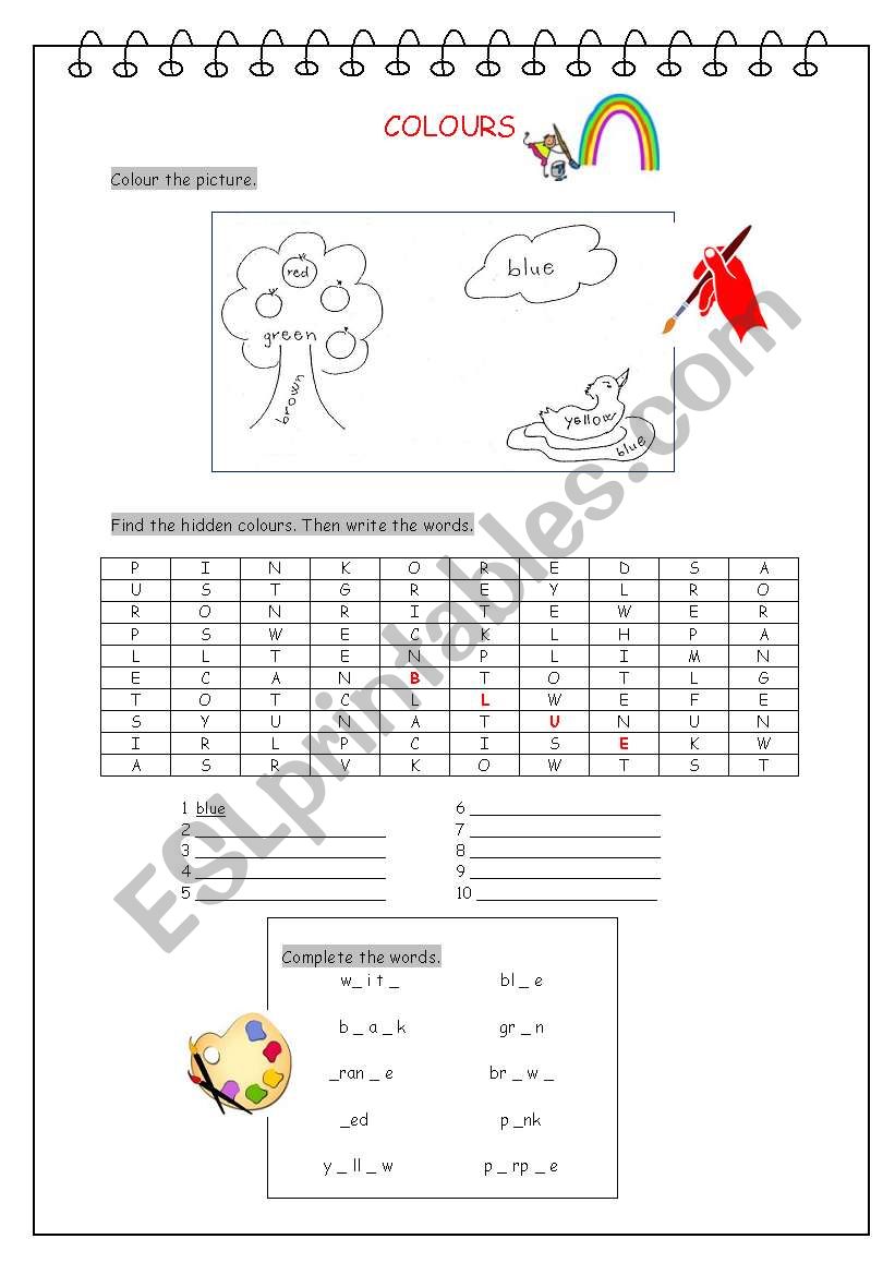 Colours worksheet