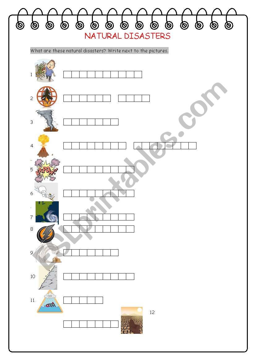 Natural Disasters worksheet