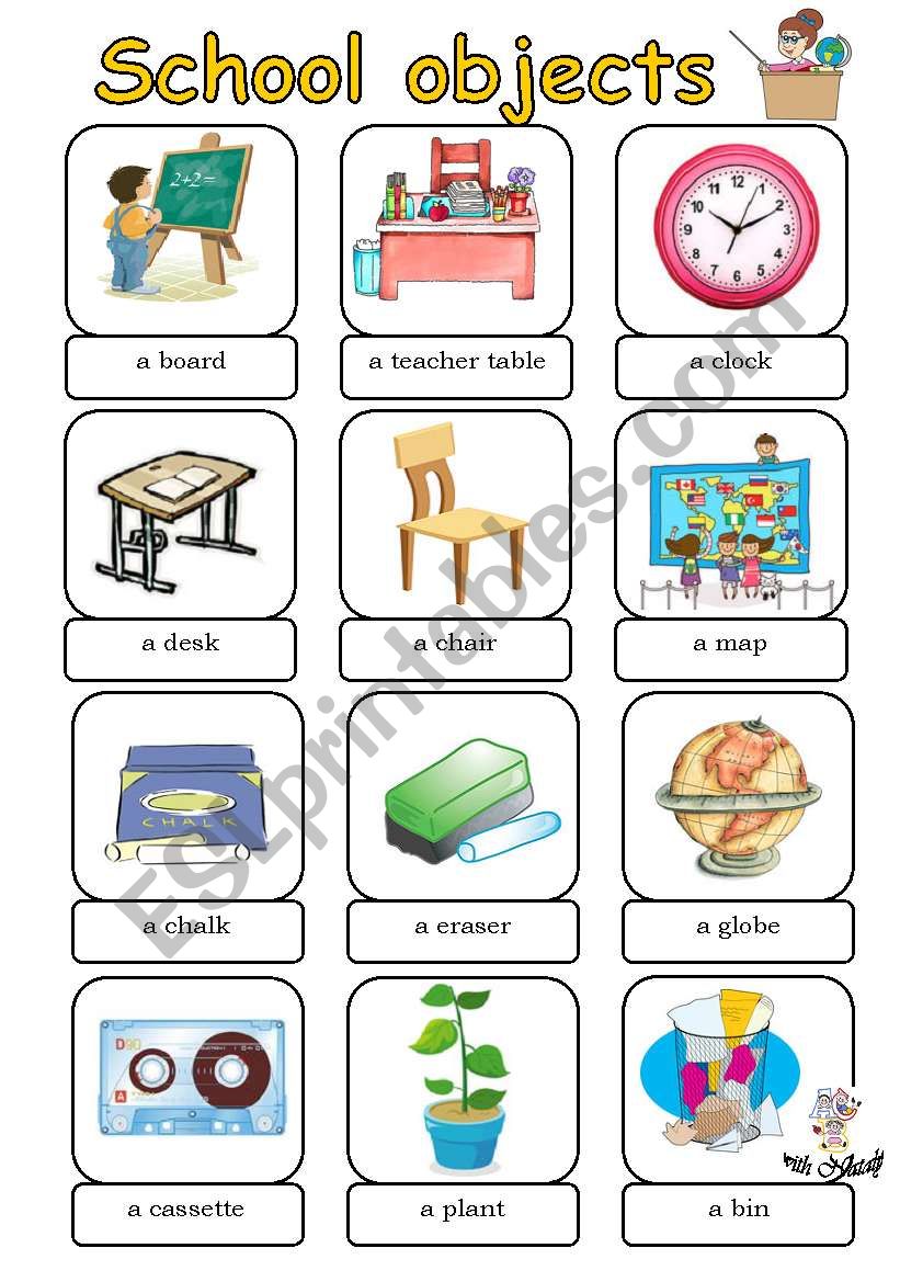 School objects worksheet