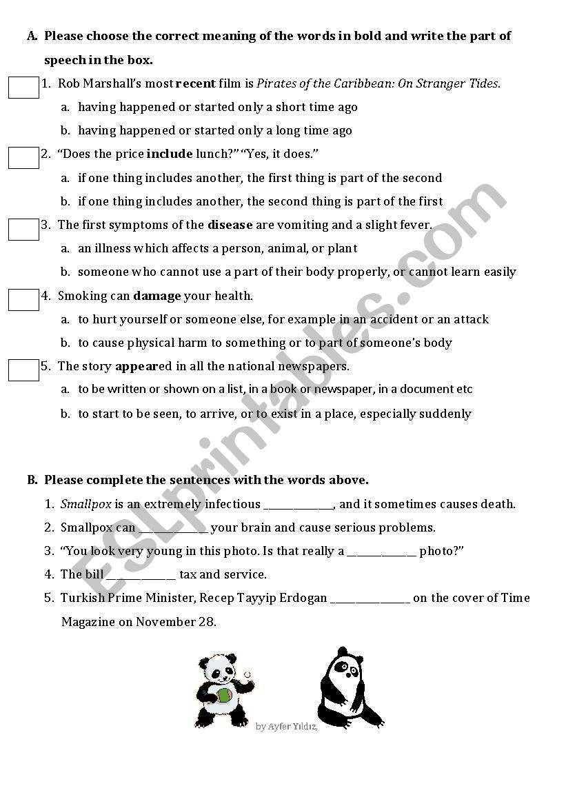 vocabpool worksheet