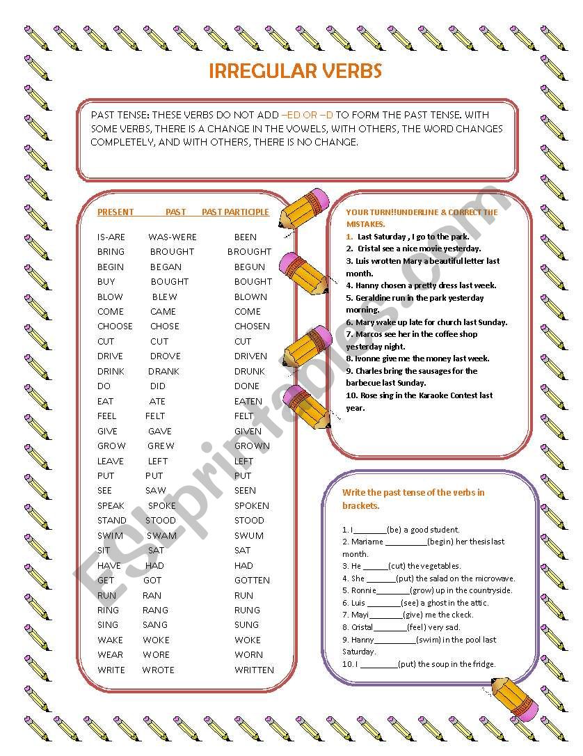 IRREGULAR VERBS worksheet