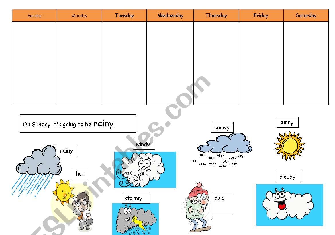 Days of the week + weather worksheet