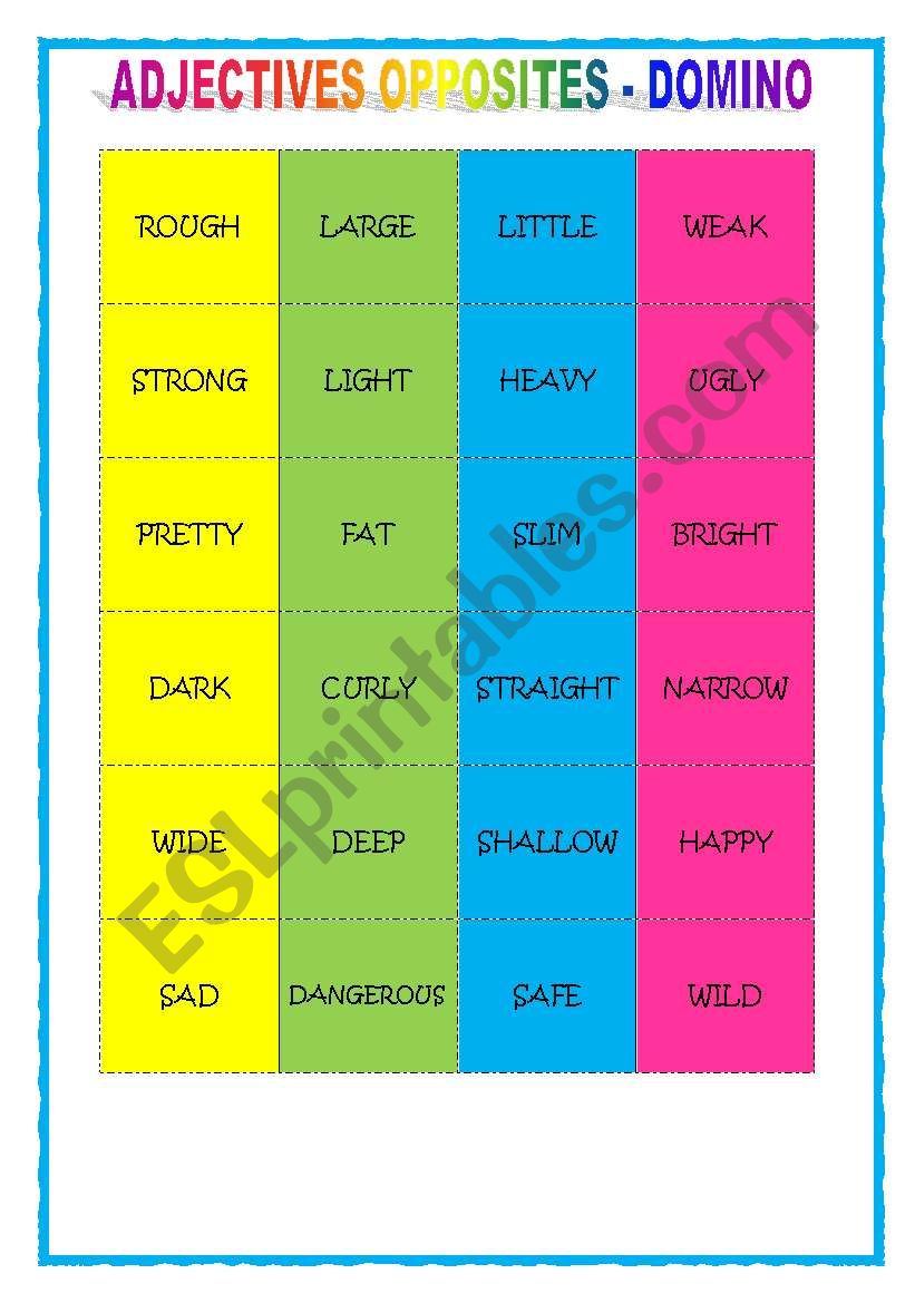 ADJECTIVES OPPOSITES DOMINO worksheet