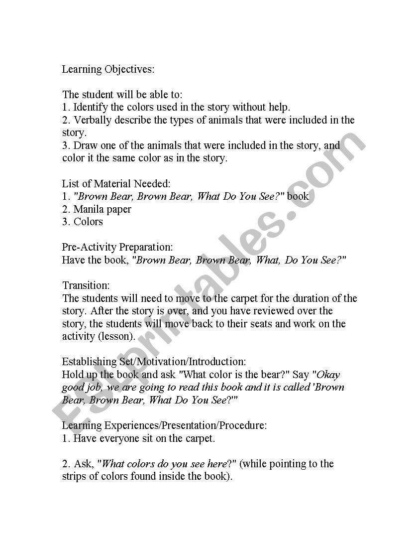 brown bear worksheet