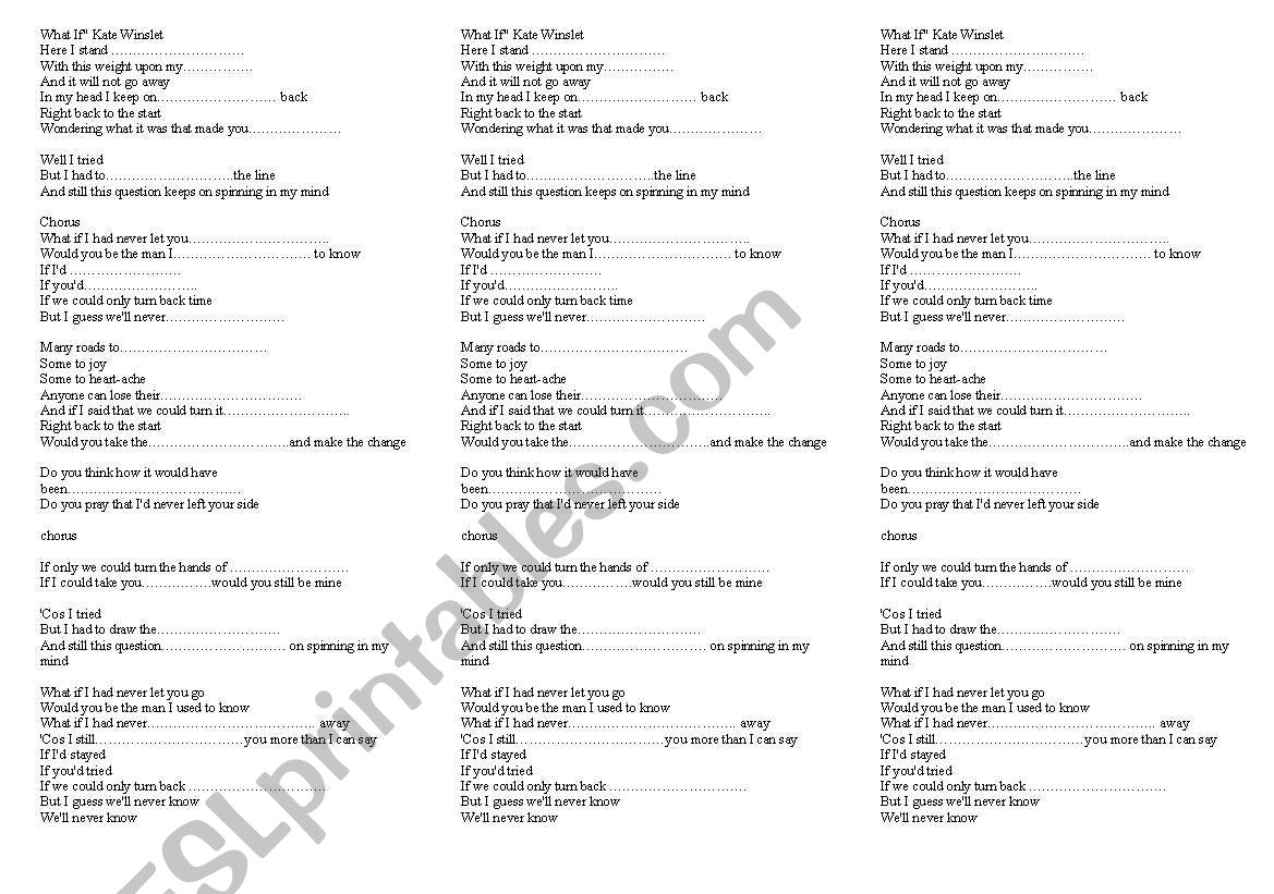 what if-kate Winslet worksheet