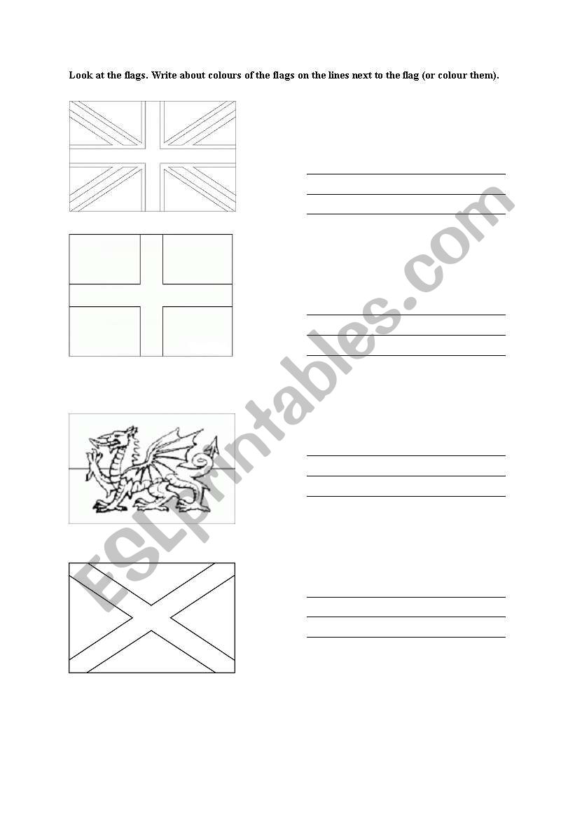 The flags of Great Britain worksheet