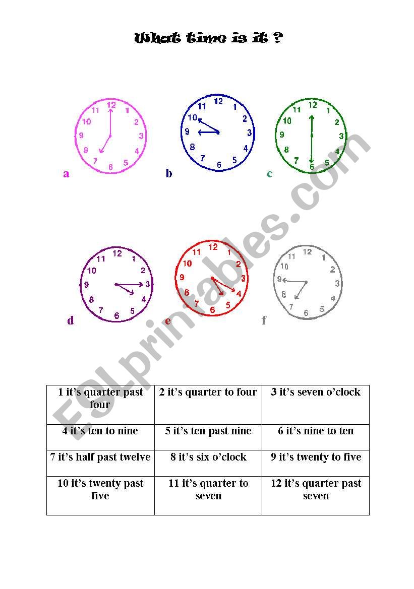 What time is it? worksheet