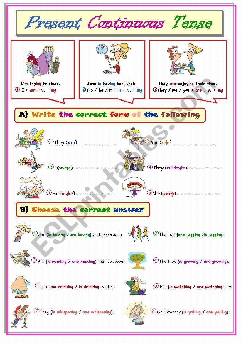 Present Continuous Tense worksheet