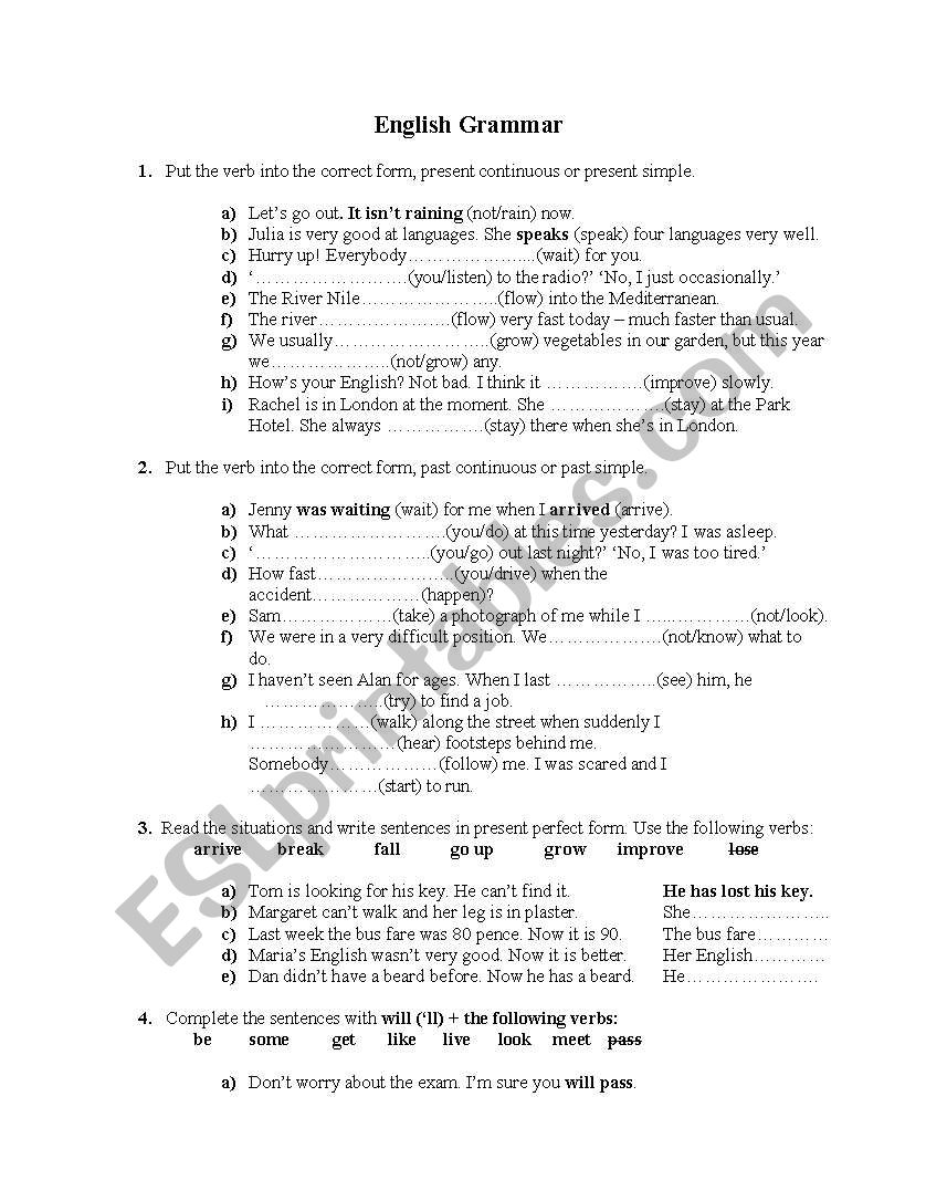 grammar esl worksheet by victoria08