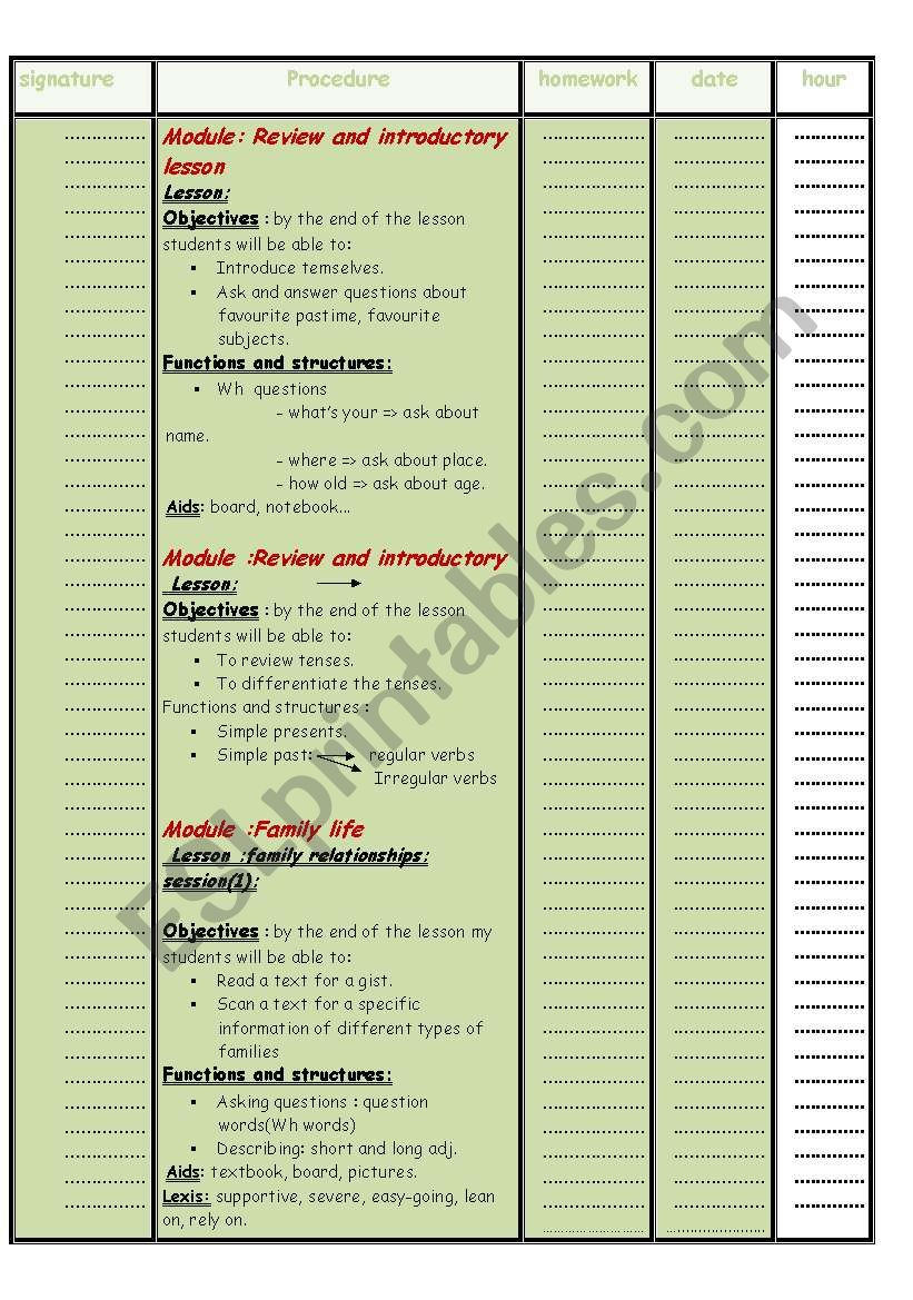 cahier de text  worksheet