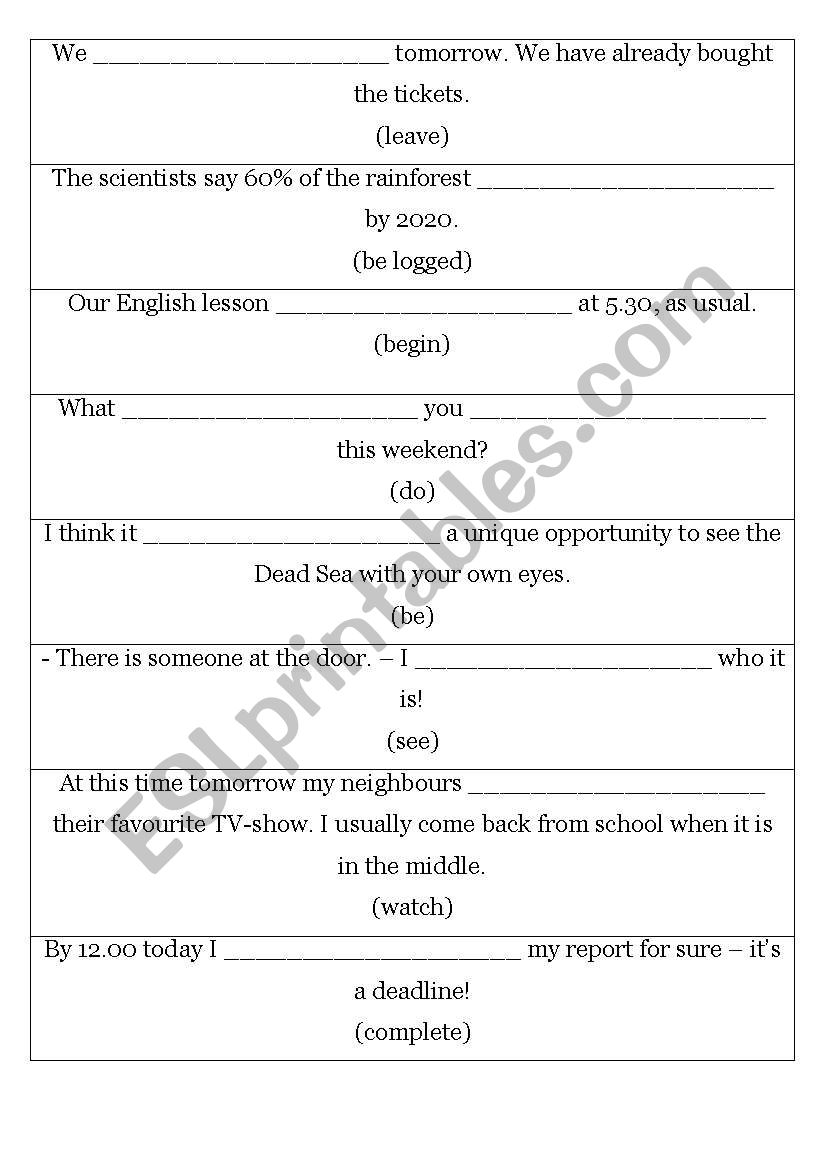 Future Forms worksheet