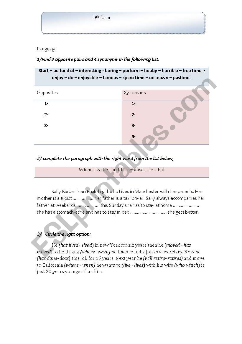 consilidation activities worksheet