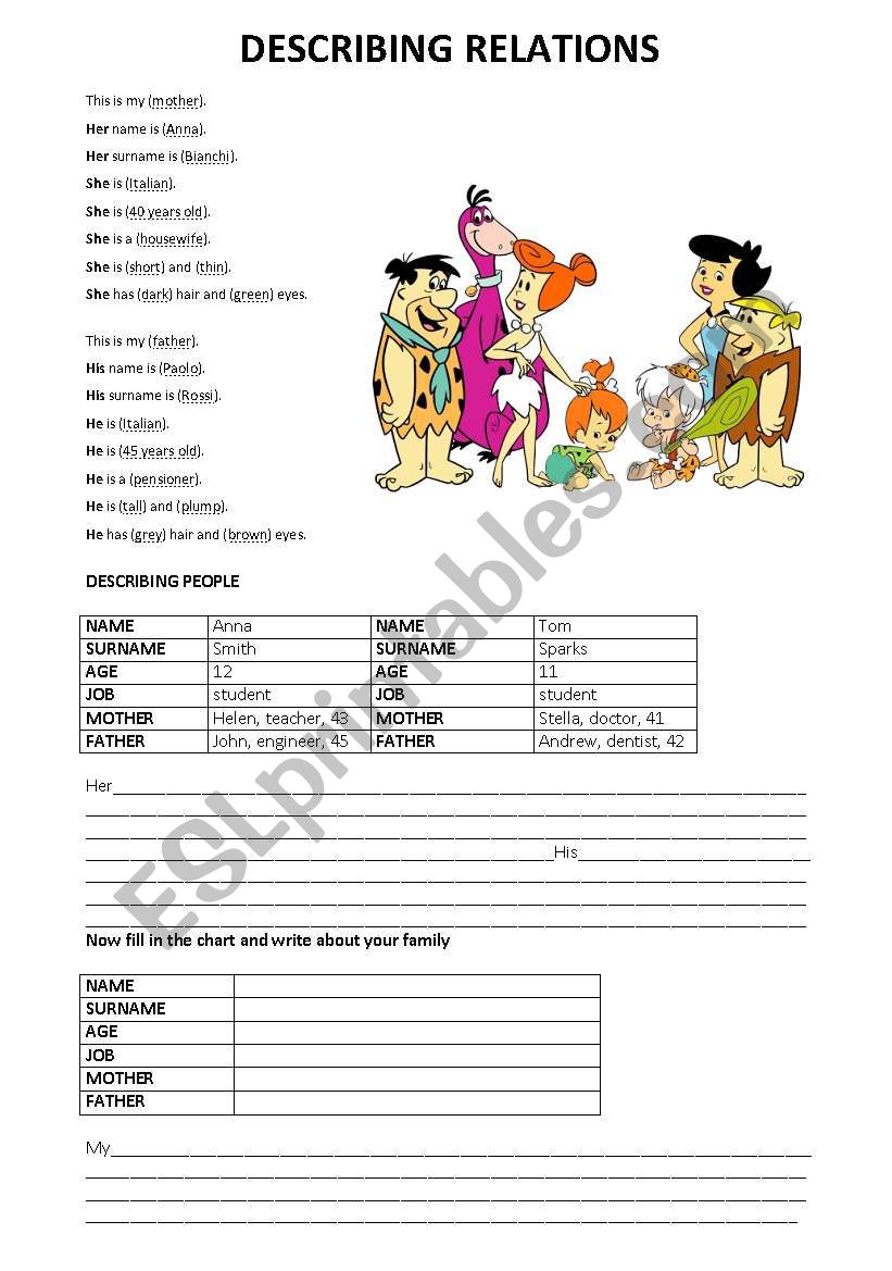 describing people worksheet