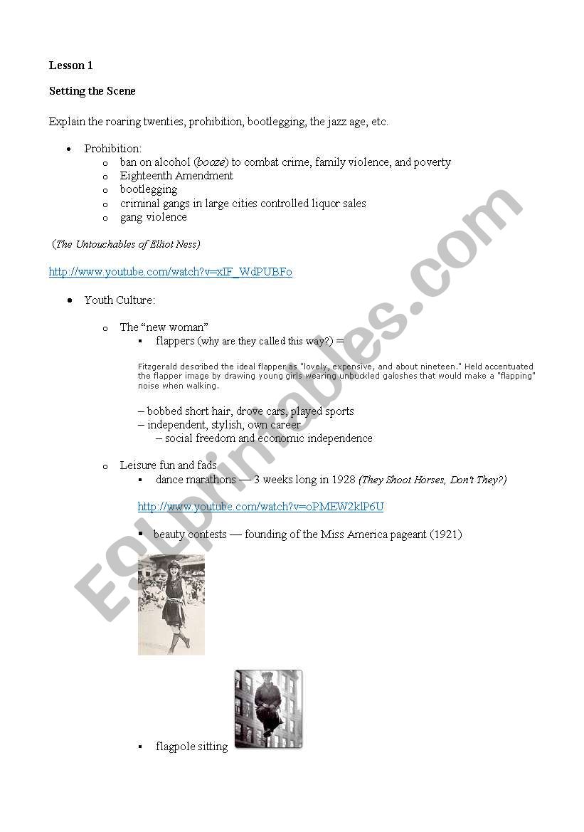 The Great Gatsby worksheet