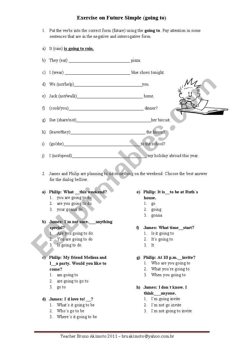 Future simple - GOING TO worksheet