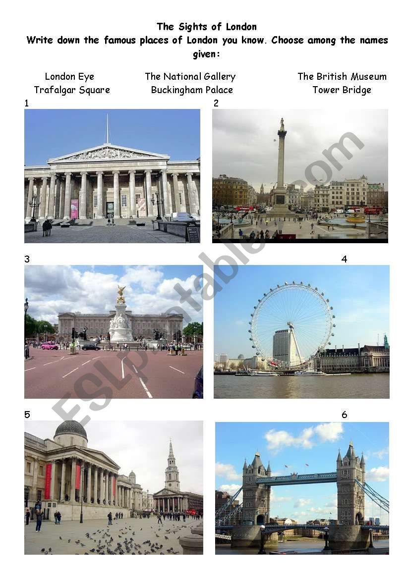 Sights of London worksheet
