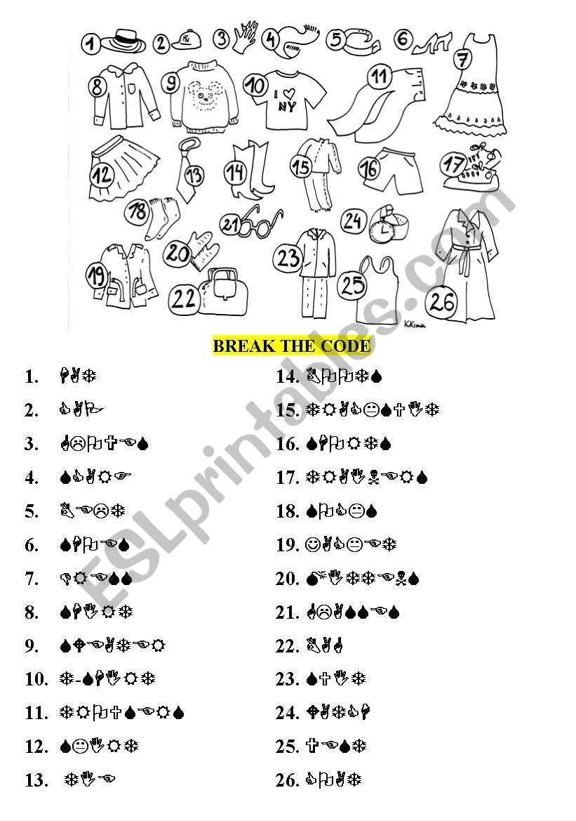 CLOTHES - BREAKING THE CODE worksheet