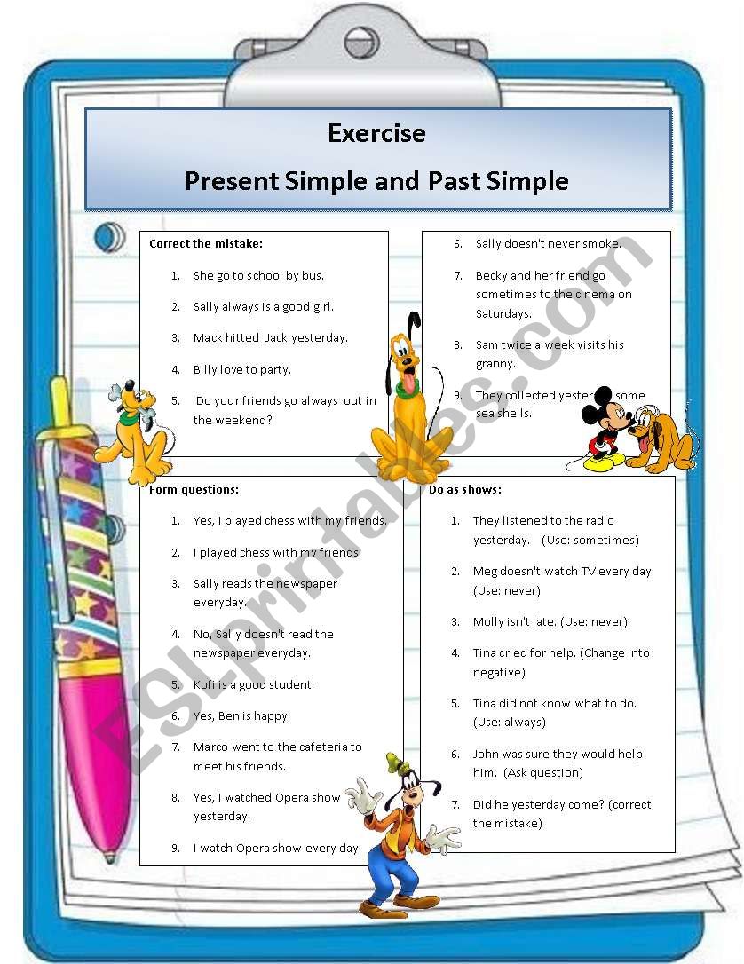 Present simple vs past simple exercise