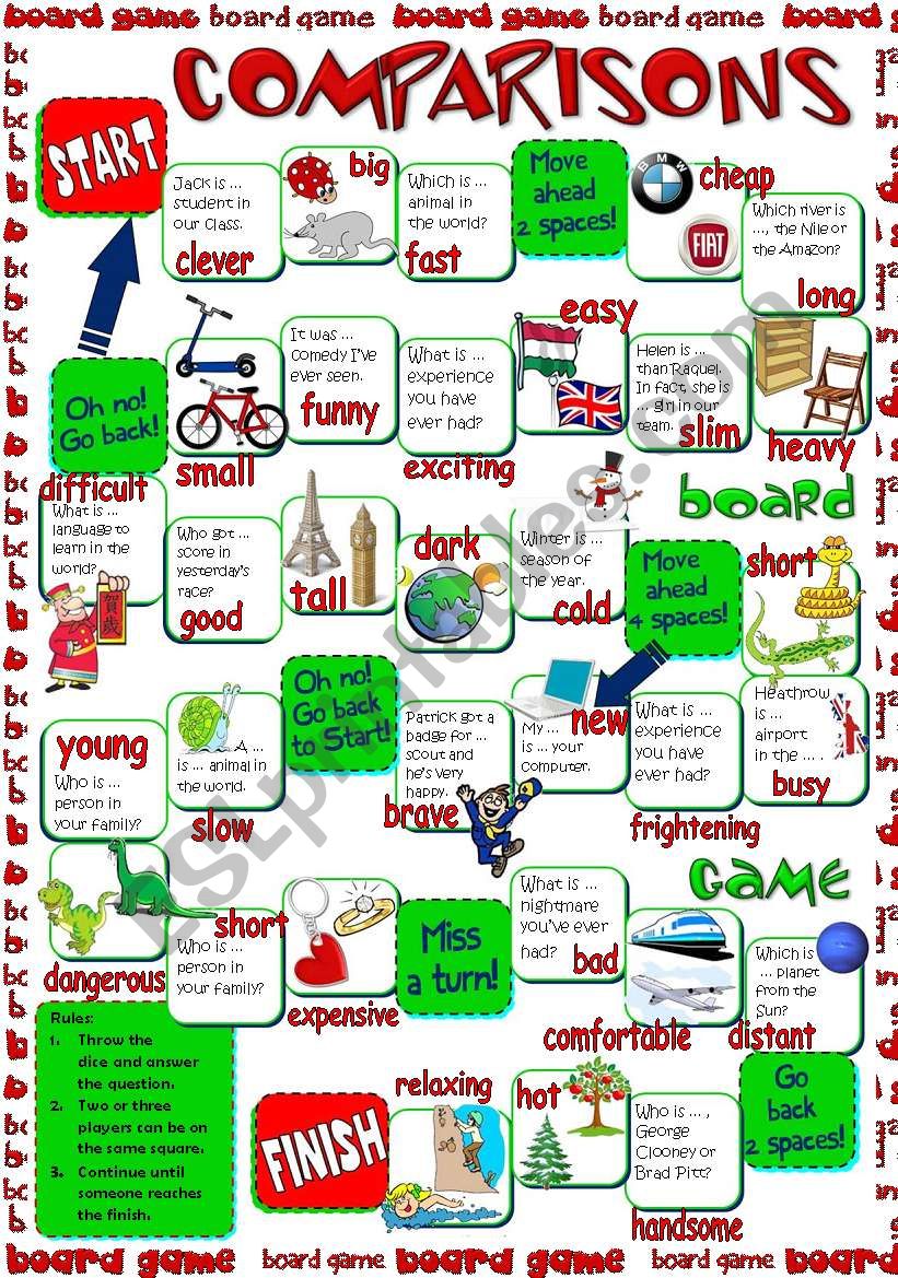 Comparison games. Degrees of Comparison Board games for Kids. Степени сравнения прилагательных настольная игра. Comparative adjectives Board game. Comparative degree Board game.