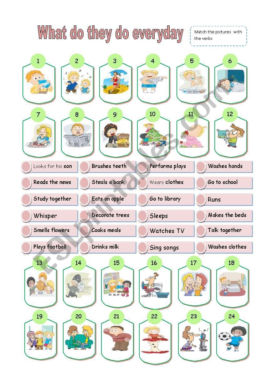 simple present match worksheet