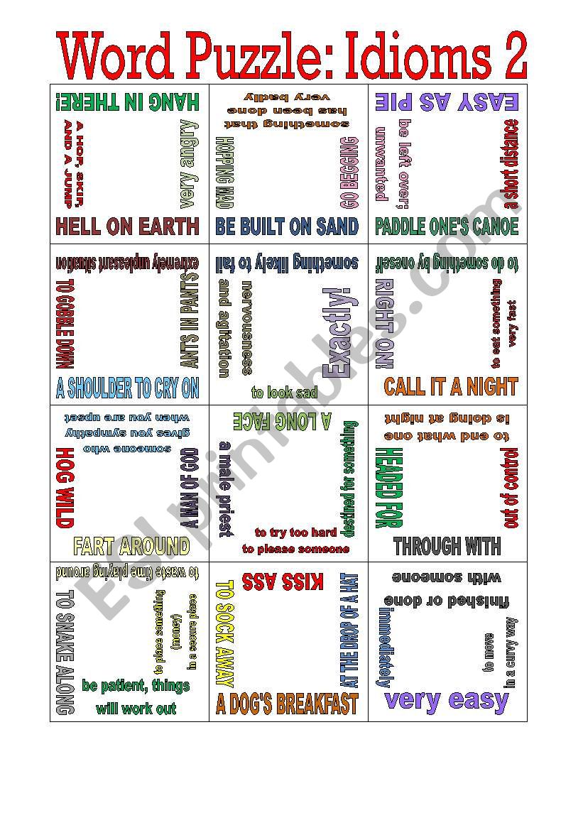 Puzzle: Idioms 2 worksheet