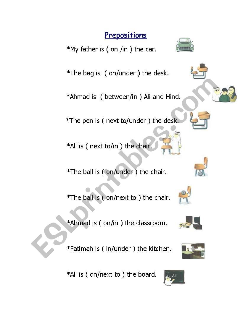 prepositions worksheet worksheet