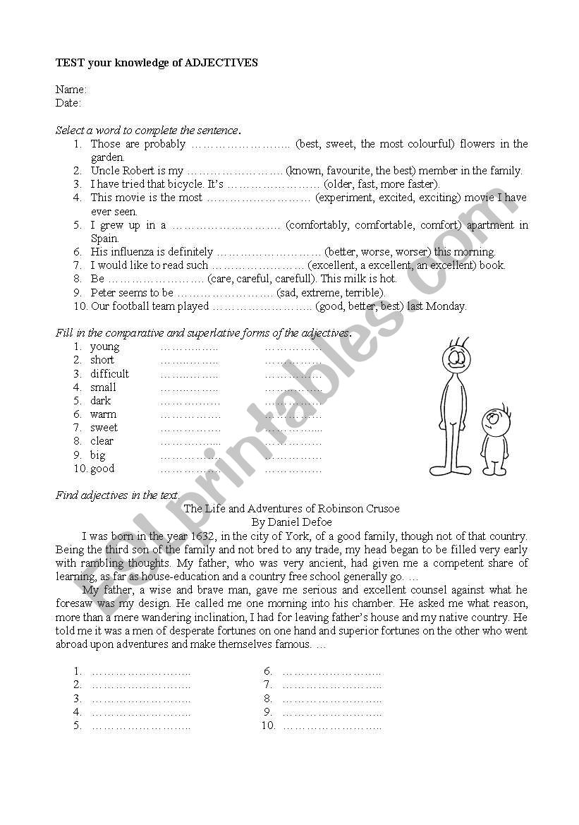 Adjectives worksheet